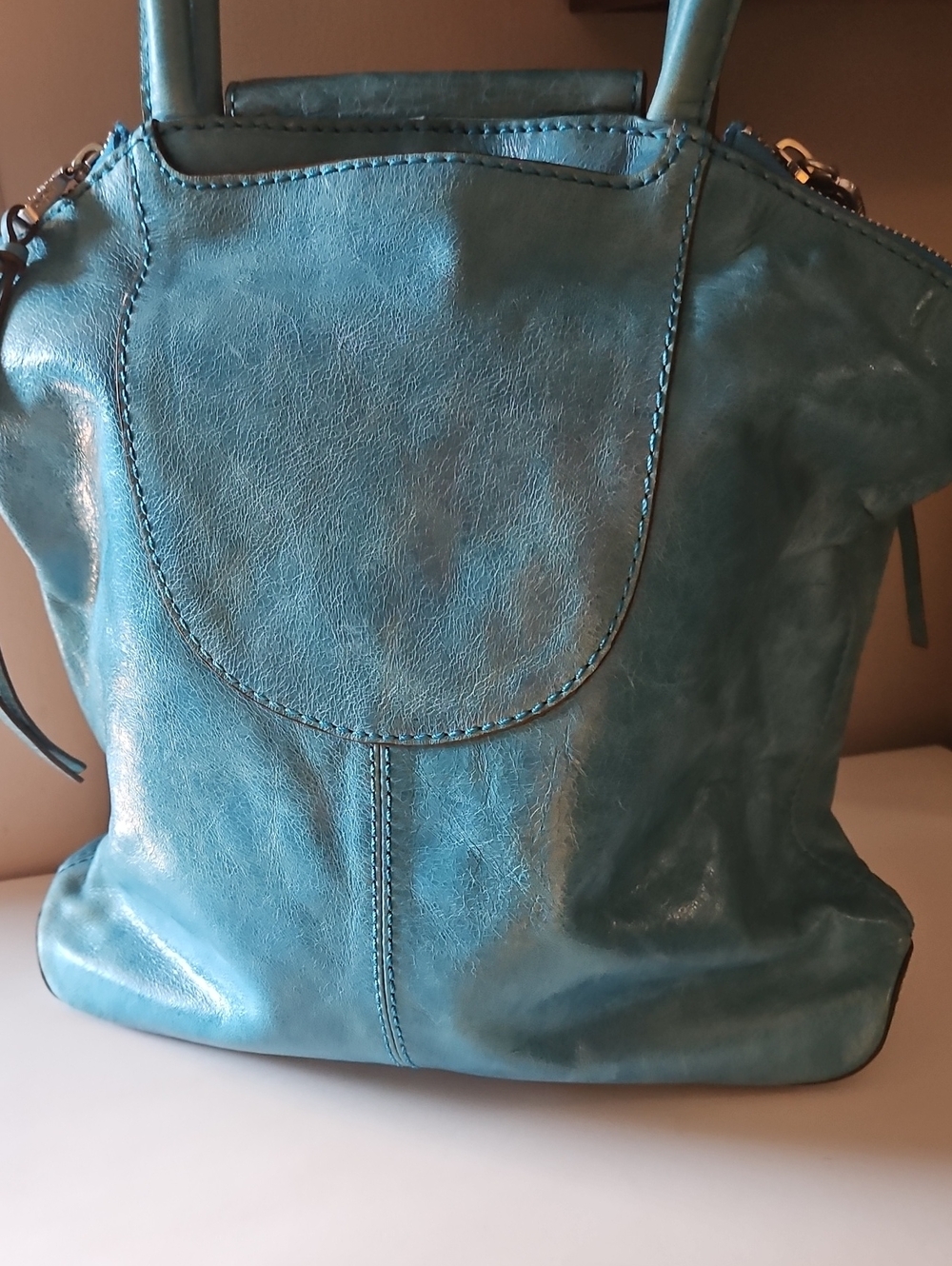 HOBO TEAL VINTAGE LEATHER SATCHEL (New $185) - Picture 6 of 13